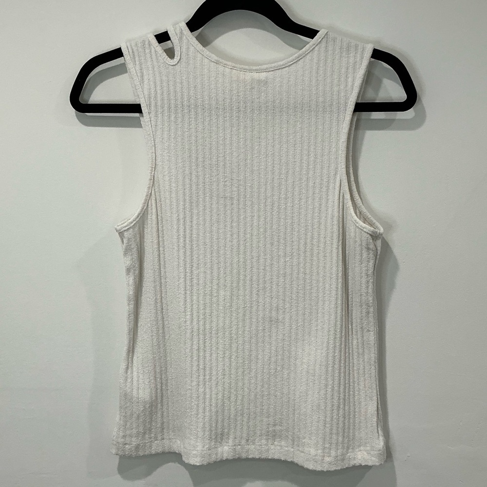 Anthropologie Maeve Ribbed Cut Out White Tank - Picture 4 of 8